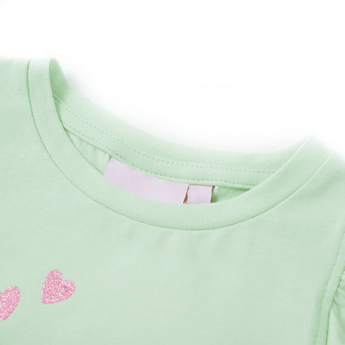 Tricou pentru copii cu mâneci cu volane, verde deschis, 128 - WALTI WALTI