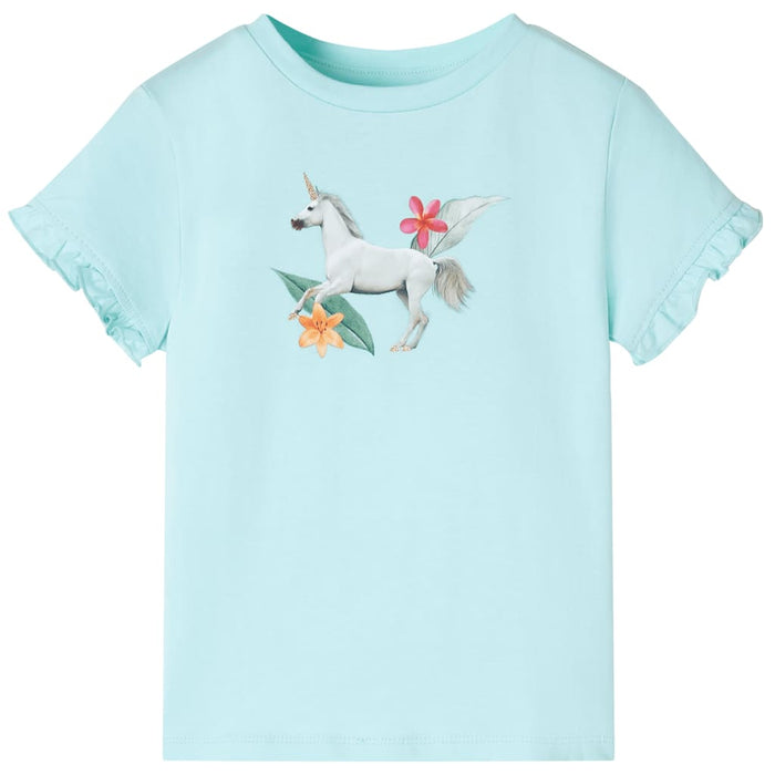 Tricou copii cu mâneci scurte, turcoaz deschis, 128 WALTI