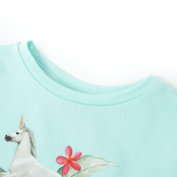 Tricou copii cu mâneci scurte, turcoaz deschis, 128 WALTI