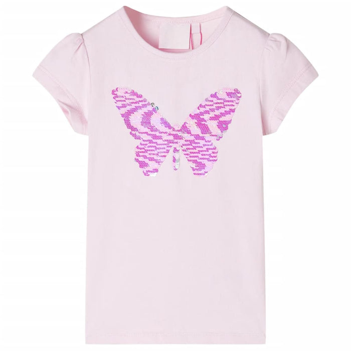 Tricou de copii, mâneci tip șapcă, roz pal, 128 WALTI