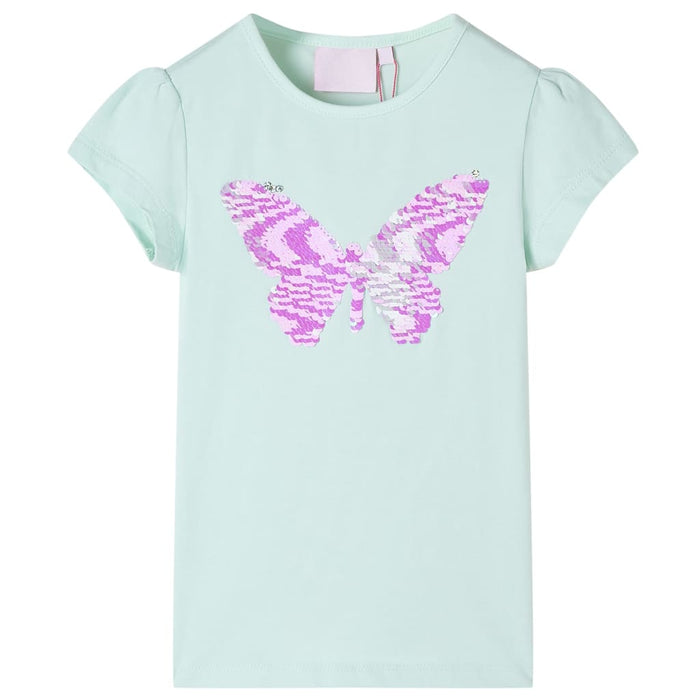 Tricou de copii mâneci tip șapcă, verde mentă, 128 - WALTI WALTI