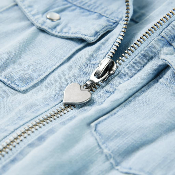 Salopetă pentru copii cu mâneci scurte, albastru pal, 140 - WALTI WALTI