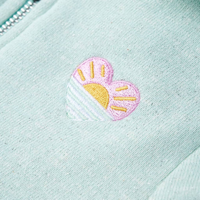 Hanorac copii cu glugă și fermoar, combinație verde mentă deschis, 104 - WALTI WALTI