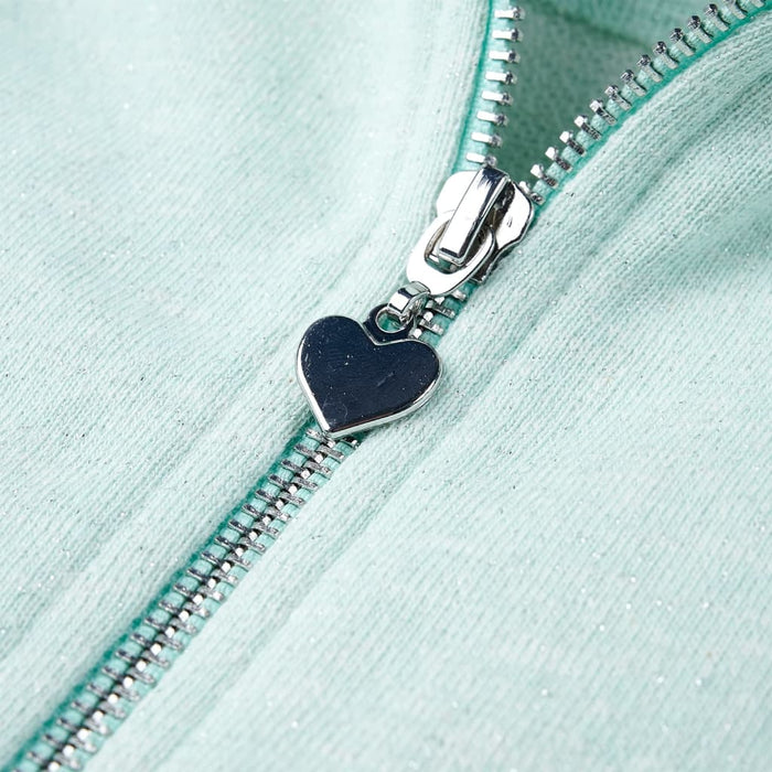 Hanorac copii cu glugă și fermoar, combinație verde mentă deschis, 104 - WALTI WALTI