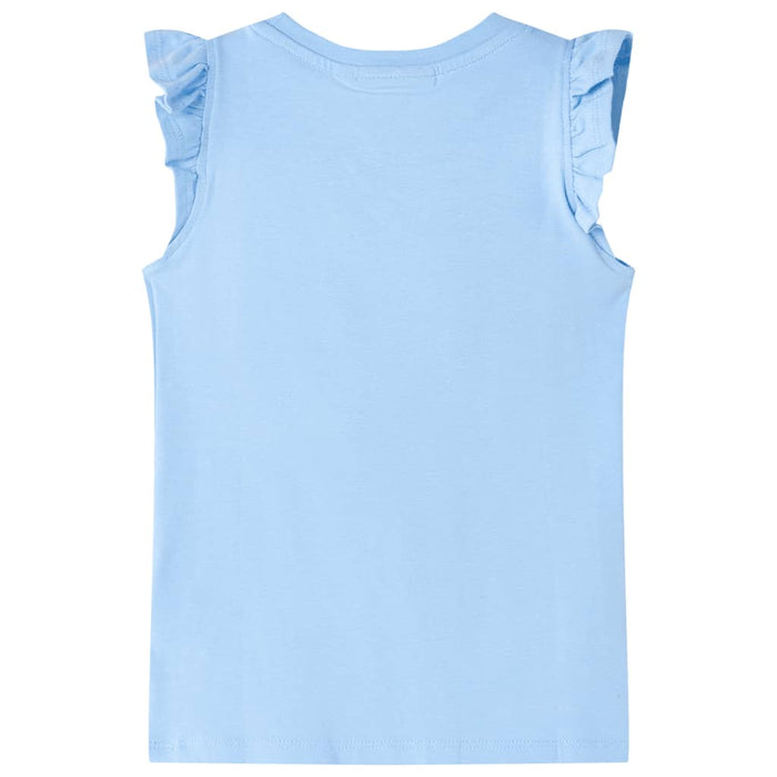 Tricou pentru copii cu mâneci cu volane, albastru deschis, 128 WALTI
