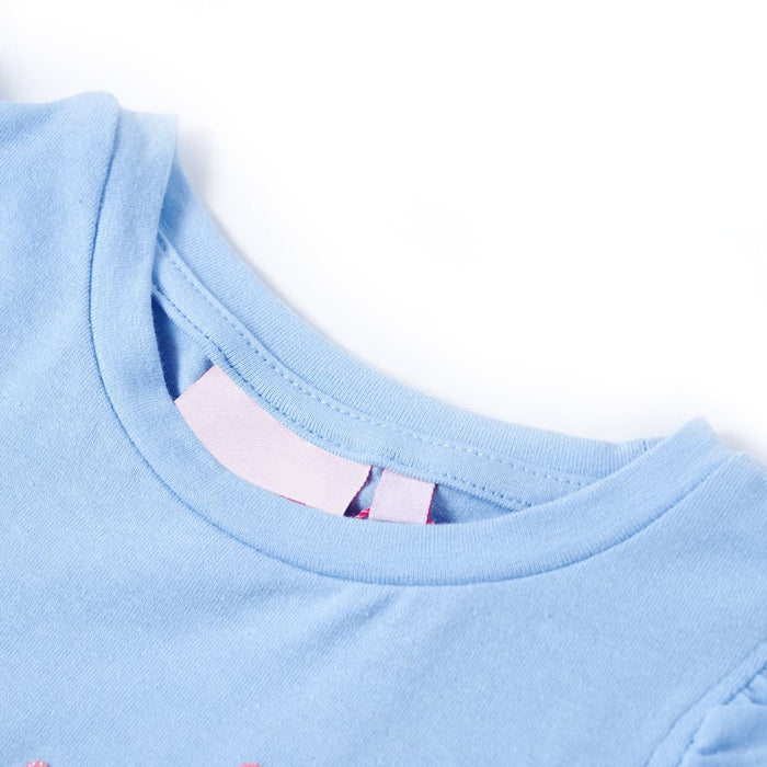 Tricou pentru copii cu mâneci cu volane, albastru deschis, 128 WALTI