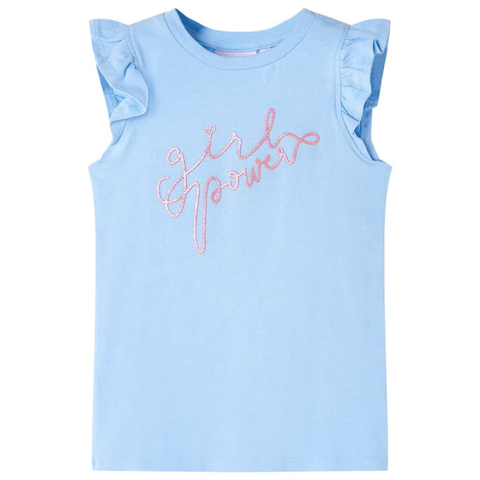 Tricou pentru copii cu mâneci cu volane, albastru deschis, 140 - WALTI WALTI