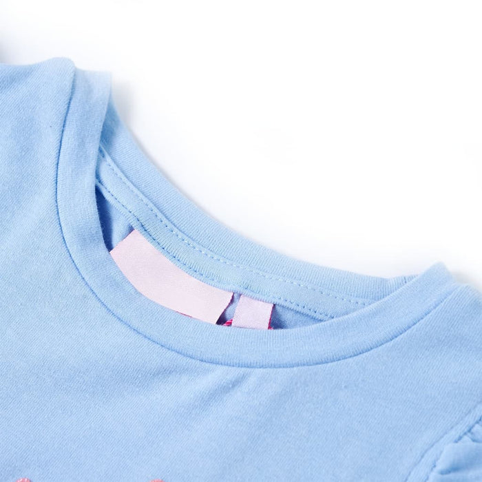 Tricou pentru copii cu mâneci cu volane, albastru deschis, 140 - WALTI WALTI