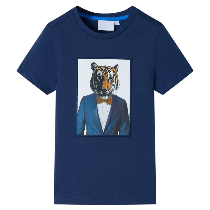 Tricou pentru copii cu mâneci scurte, albastru închis, 128 - WALTI WALTI