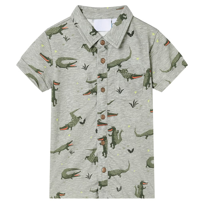 Tricou pentru copii, kaki deschis melanj, 116 - WALTI WALTI