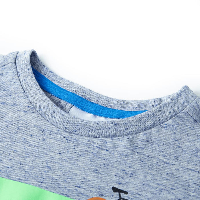 Tricou pentru copii cu mâneci scurte, albastru melanj, 128 - WALTI WALTI