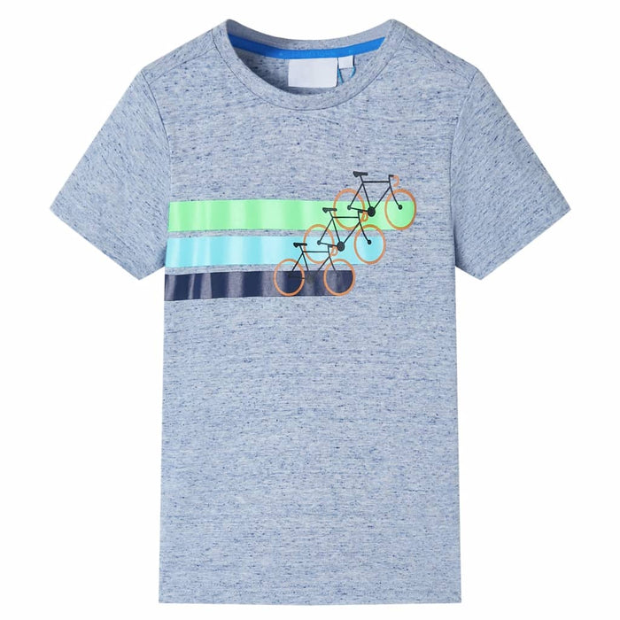 Tricou pentru copii cu mâneci scurte, albastru melanj, 140 - WALTI WALTI