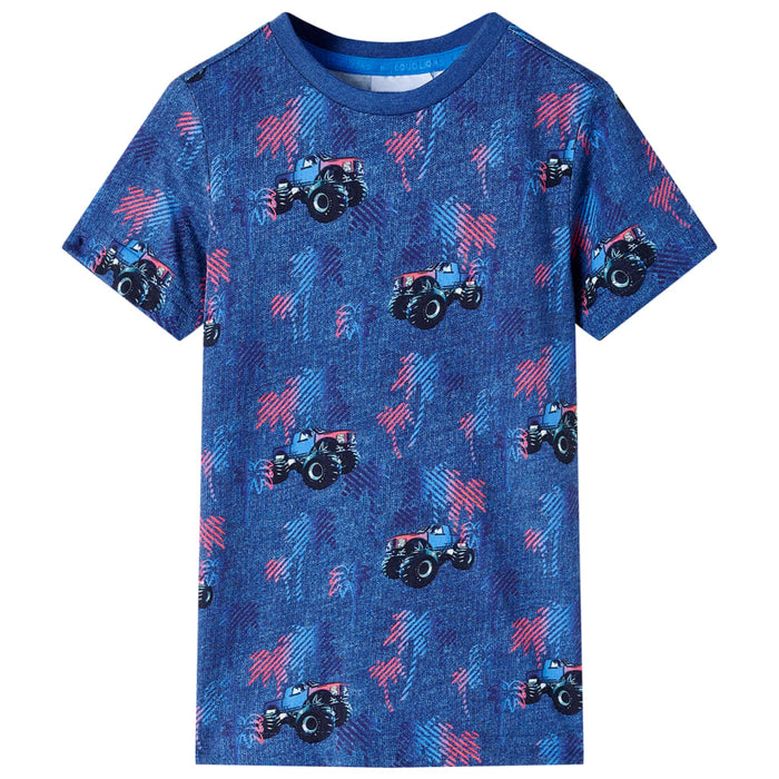Tricou de copii, albastru închis melanj 92 WALTI