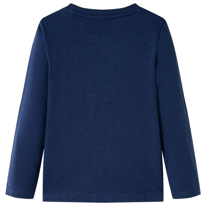 Tricou de copii cu mâneci lungi, bleumarin melanj, 104 - WALTI WALTI