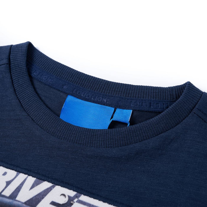Tricou de copii cu mâneci lungi, bleumarin melanj, 104 - WALTI WALTI