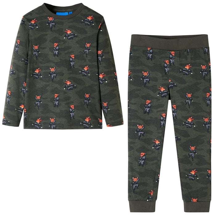 Pijamale pentru copii cu mâneci lungi ninja kaki 128 - WALTI WALTI