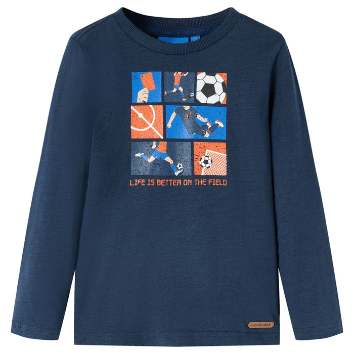 Tricou de copii cu mâneci lungi, bleumarin melanj, 92 WALTI