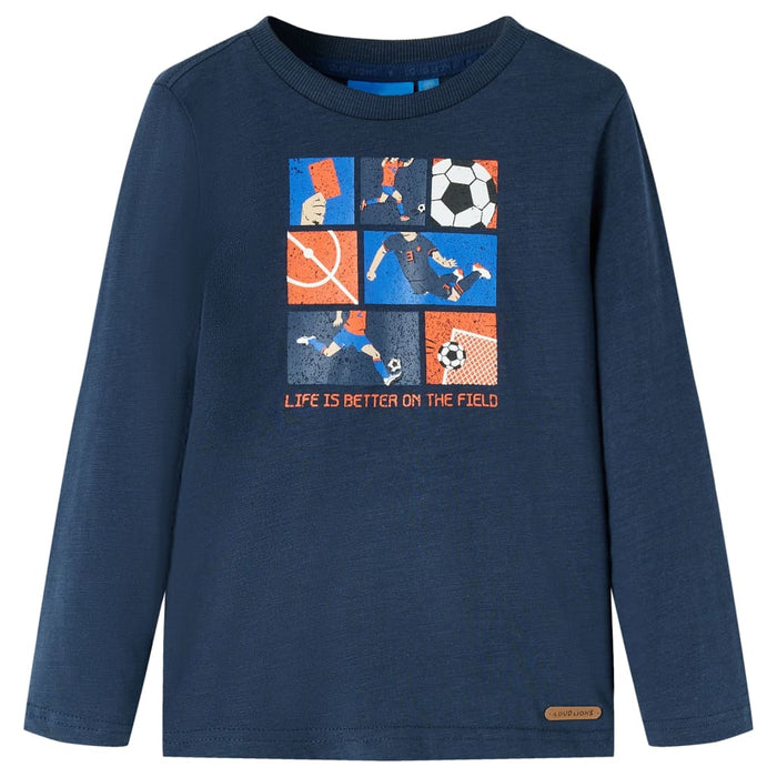 Tricou de copii cu mâneci lungi, bleumarin melanj, 104 - WALTI WALTI