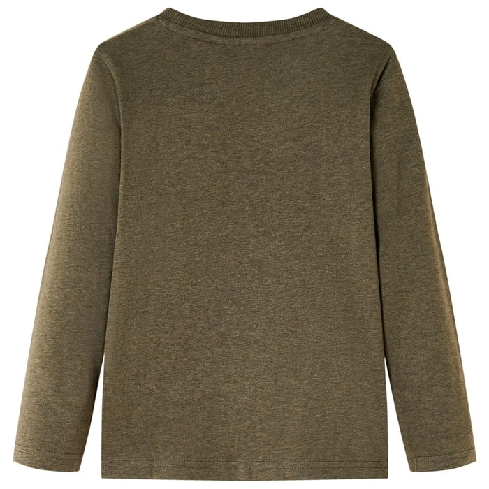 Tricou mâneci lungi de copii, kaki melanj, 92 WALTI