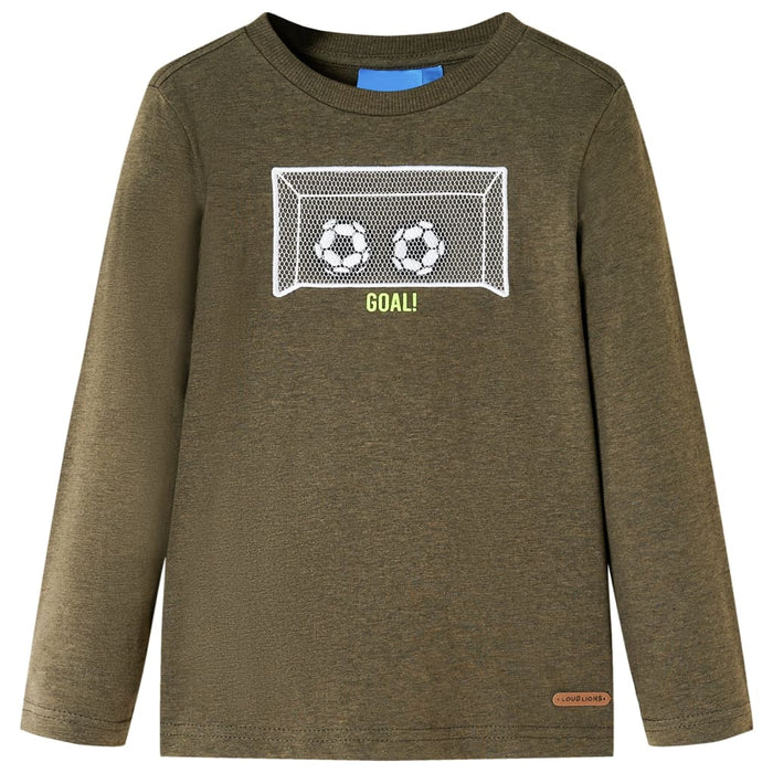 Tricou mâneci lungi de copii, kaki melanj, 116 - WALTI WALTI