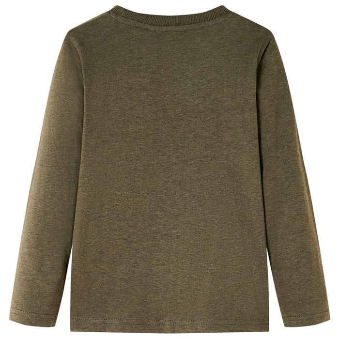 Tricou mâneci lungi de copii, kaki melanj, 116 - WALTI WALTI