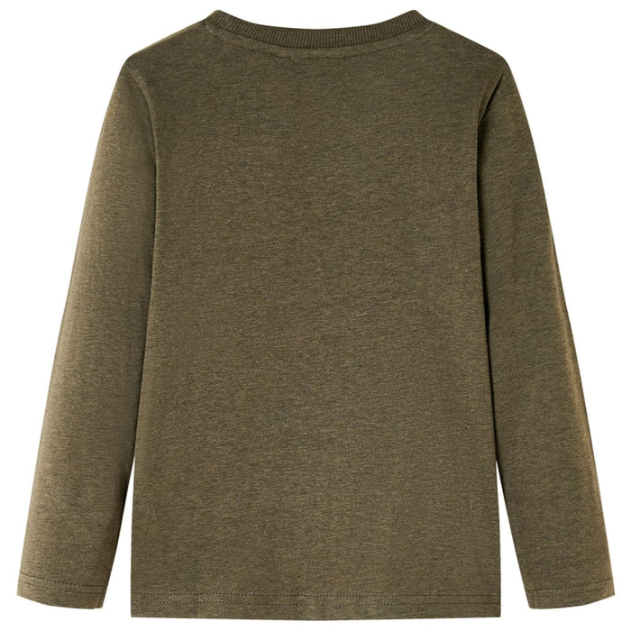 Tricou mâneci lungi de copii, kaki melanj, 128 - WALTI WALTI