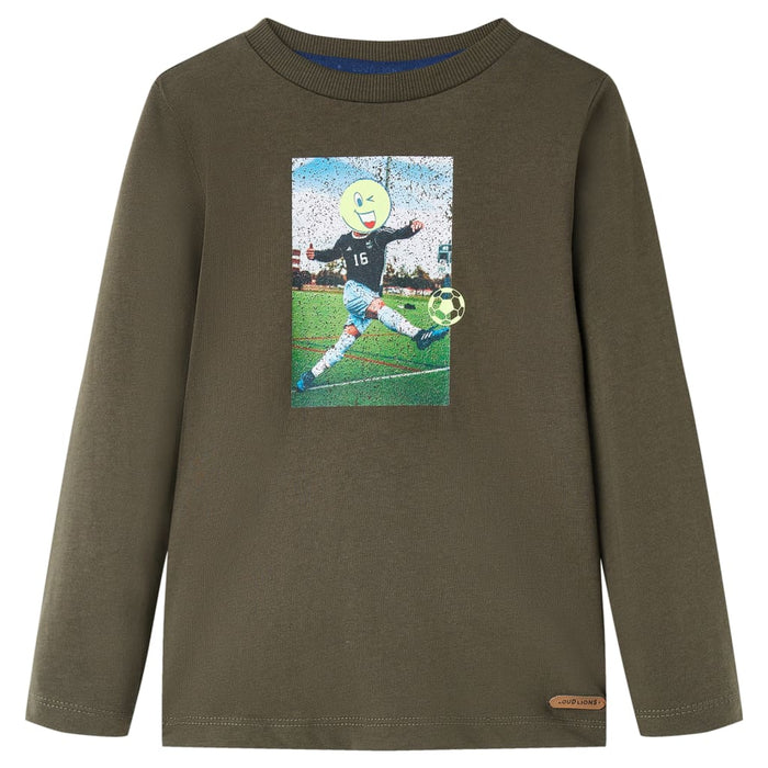Tricou pentru copii cu mâneci lungi, kaki, 104 WALTI
