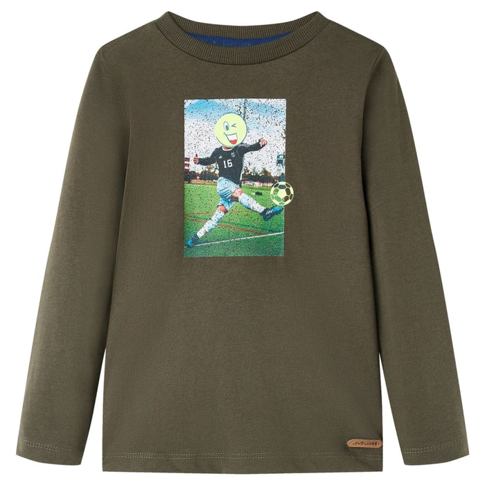 Tricou pentru copii cu mâneci lungi, kaki, 116 WALTI