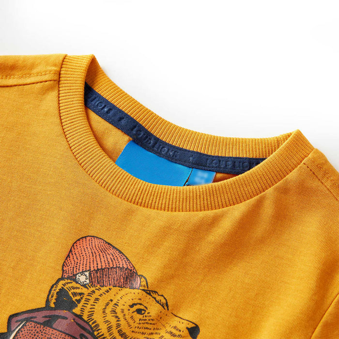 Tricou pentru copii cu mâneci lungi, ocru, 128 WALTI