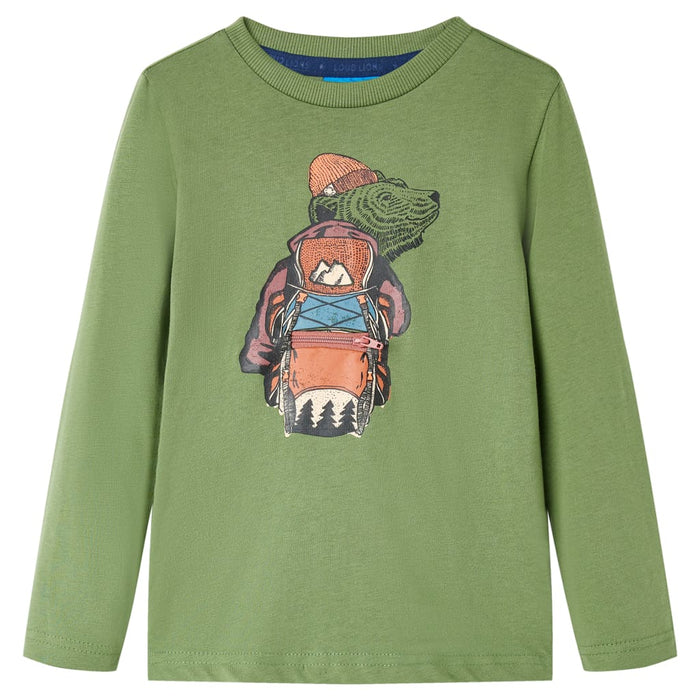 Tricou pentru copii cu mâneci lungi, kaki deschis, 116 - WALTI WALTI