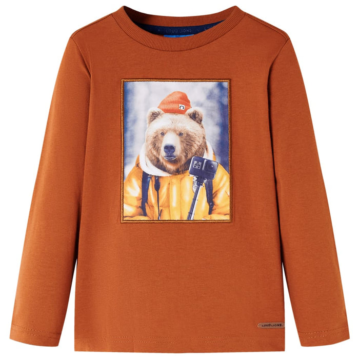 Tricou pentru copii cu mâneci lungi, portocaliu ars, 116 - WALTI WALTI