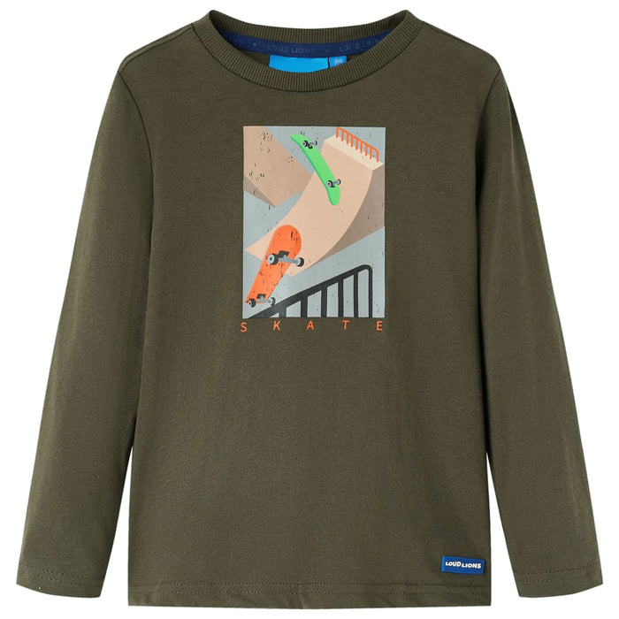 Tricou pentru copii cu mâneci lungi, kaki, 104 - WALTI WALTI