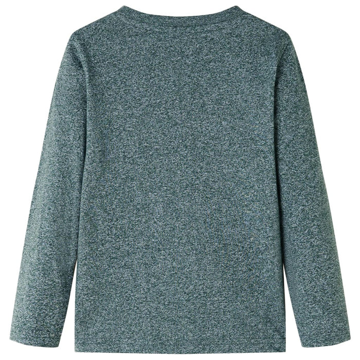 Tricou copii mâneci lungi, verde închis melanj, 116 - WALTI WALTI