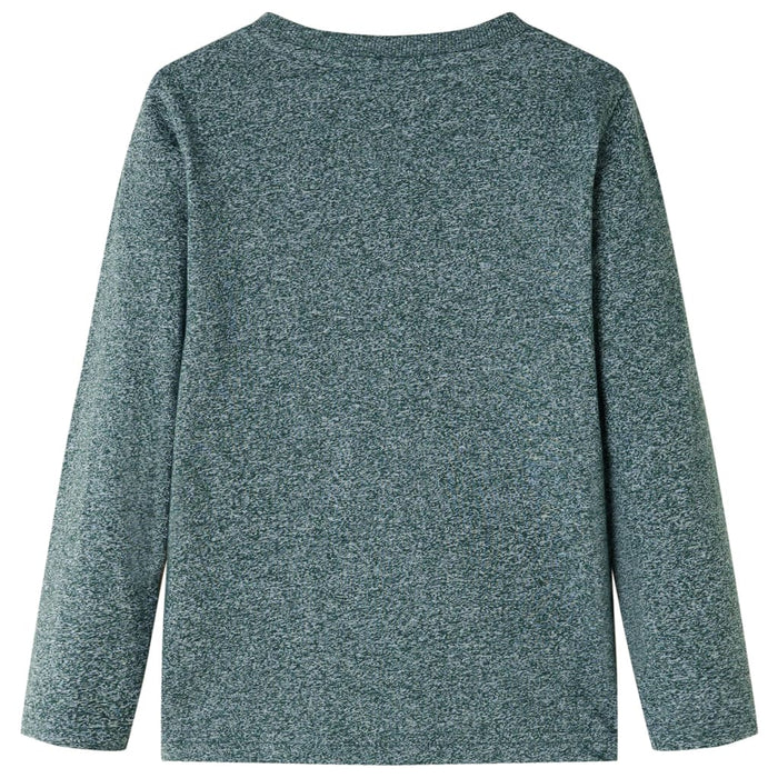 Tricou copii mâneci lungi, verde închis melanj, 140 - WALTI WALTI