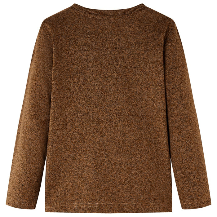 Tricou de copii cu mâneci lungi, coniac melanj, 116 - WALTI WALTI