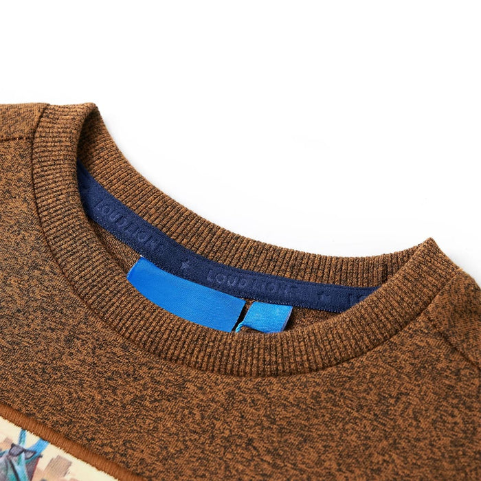 Tricou de copii cu mâneci lungi, coniac melanj, 116 - WALTI WALTI
