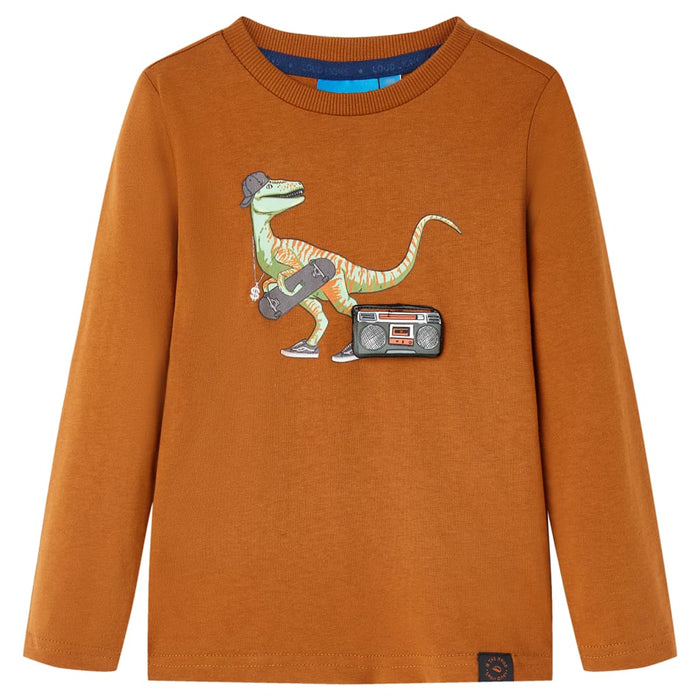 Tricou pentru copii cu mâneci lungi, coniac, 116 WALTI