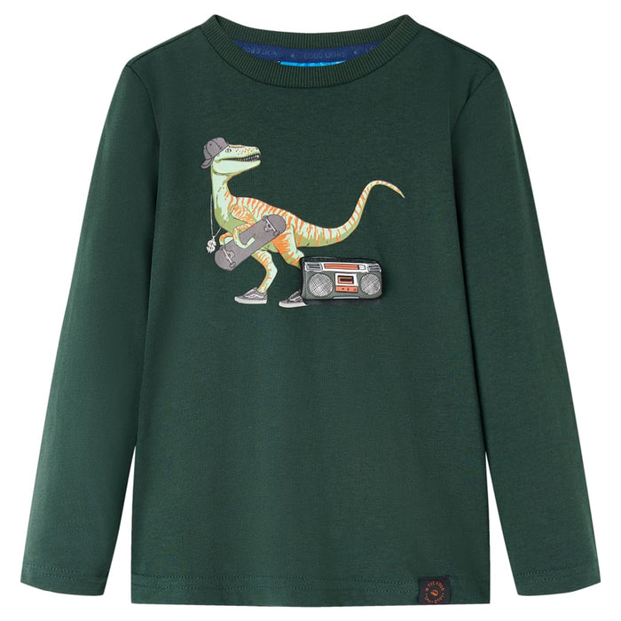 Tricou pentru copii cu mâneci lungi verde închis 104 - WALTI WALTI