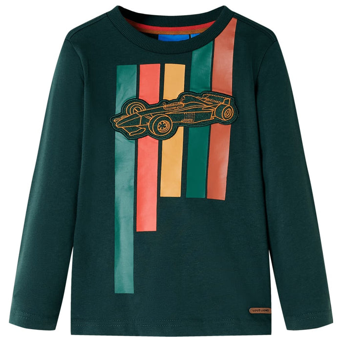 Tricou copii mâneci lungi, verde închis, 104 WALTI