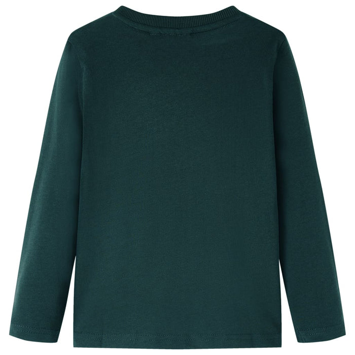 Tricou copii mâneci lungi, verde închis, 104 WALTI