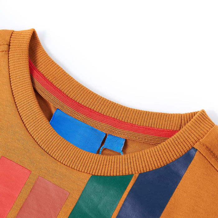 Tricou copii mâneci lungi, ocru închis, 104 - WALTI WALTI