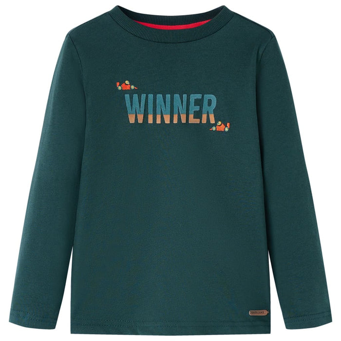 Tricou de copii cu mâneci lungi verde închis 104 WALTI