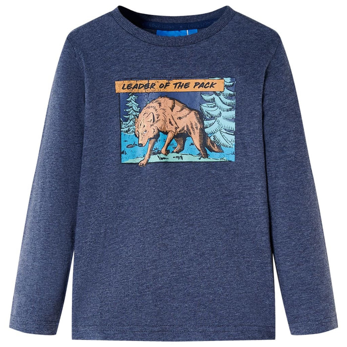 Tricou copii cu mâneci lungi, albastru închis melanj 92 WALTI