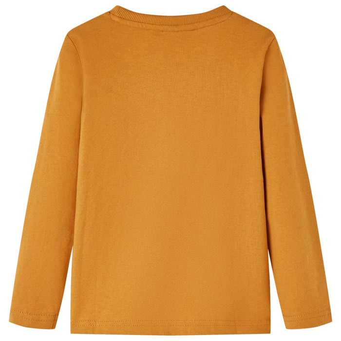 Tricou pentru copii cu mâneci lungi, ocru închis, 104 - WALTI WALTI