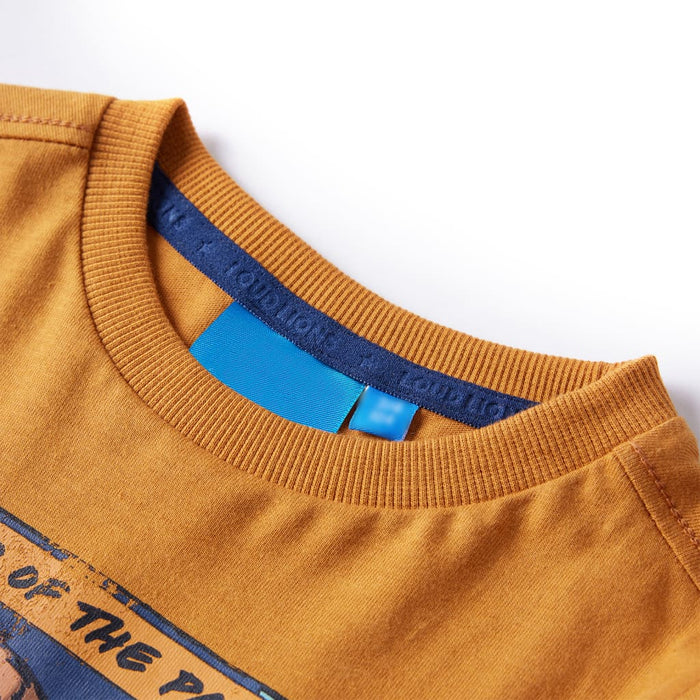 Tricou pentru copii cu mâneci lungi, ocru închis, 104 - WALTI WALTI