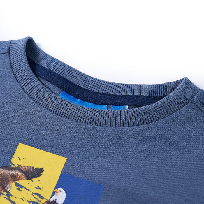 Tricou copii mâneci lungi, albastru melanj 92 WALTI