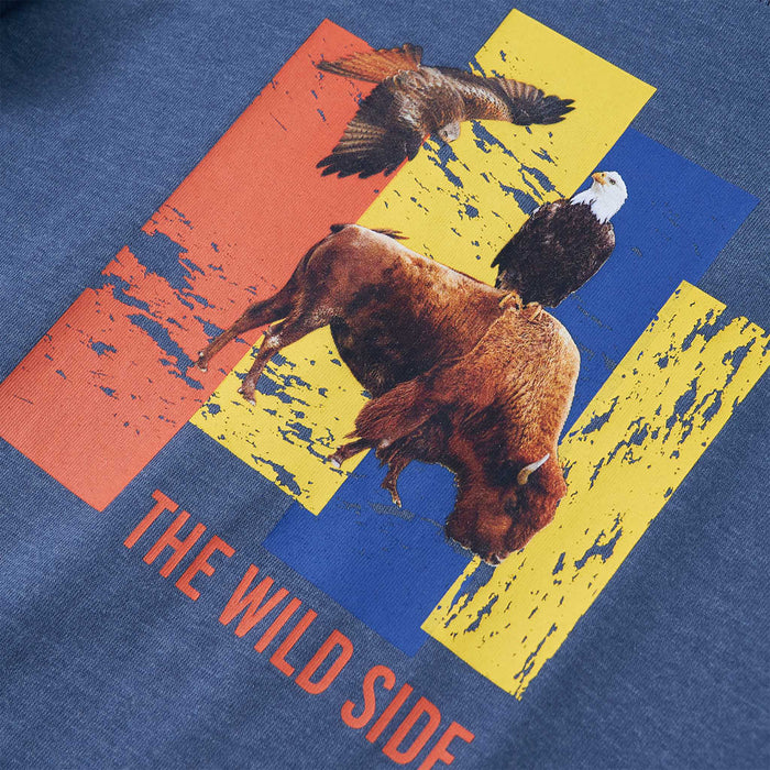 Tricou copii mâneci lungi, albastru melanj 92 WALTI