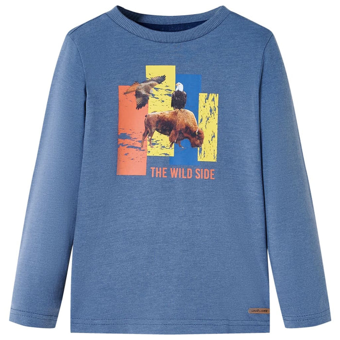 Tricou copii mâneci lungi albastru melanj 128 - WALTI WALTI