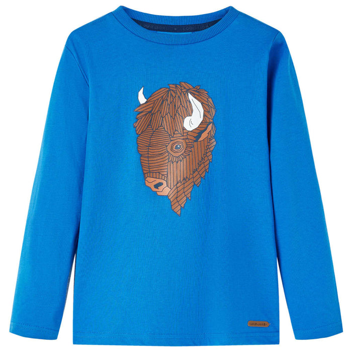 Tricou de copii cu mâneci lungi, albastru cobalt, 128 WALTI