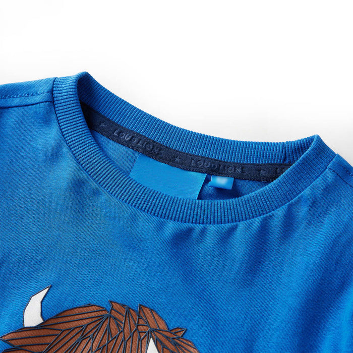 Tricou de copii cu mâneci lungi, albastru cobalt, 128 WALTI
